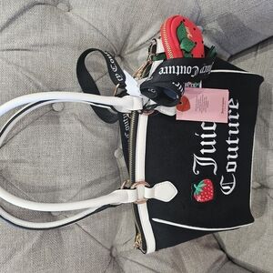 Juicy Couture Black and White Shoulder Bag with Structured Design